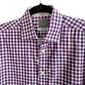 Thomas Dean Men's Purple Op Art Button Front Shirt Flip Cuff Size Medium
